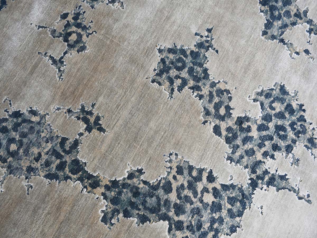 Modern Design Hand Knotted Wool Carpet, Blue&White