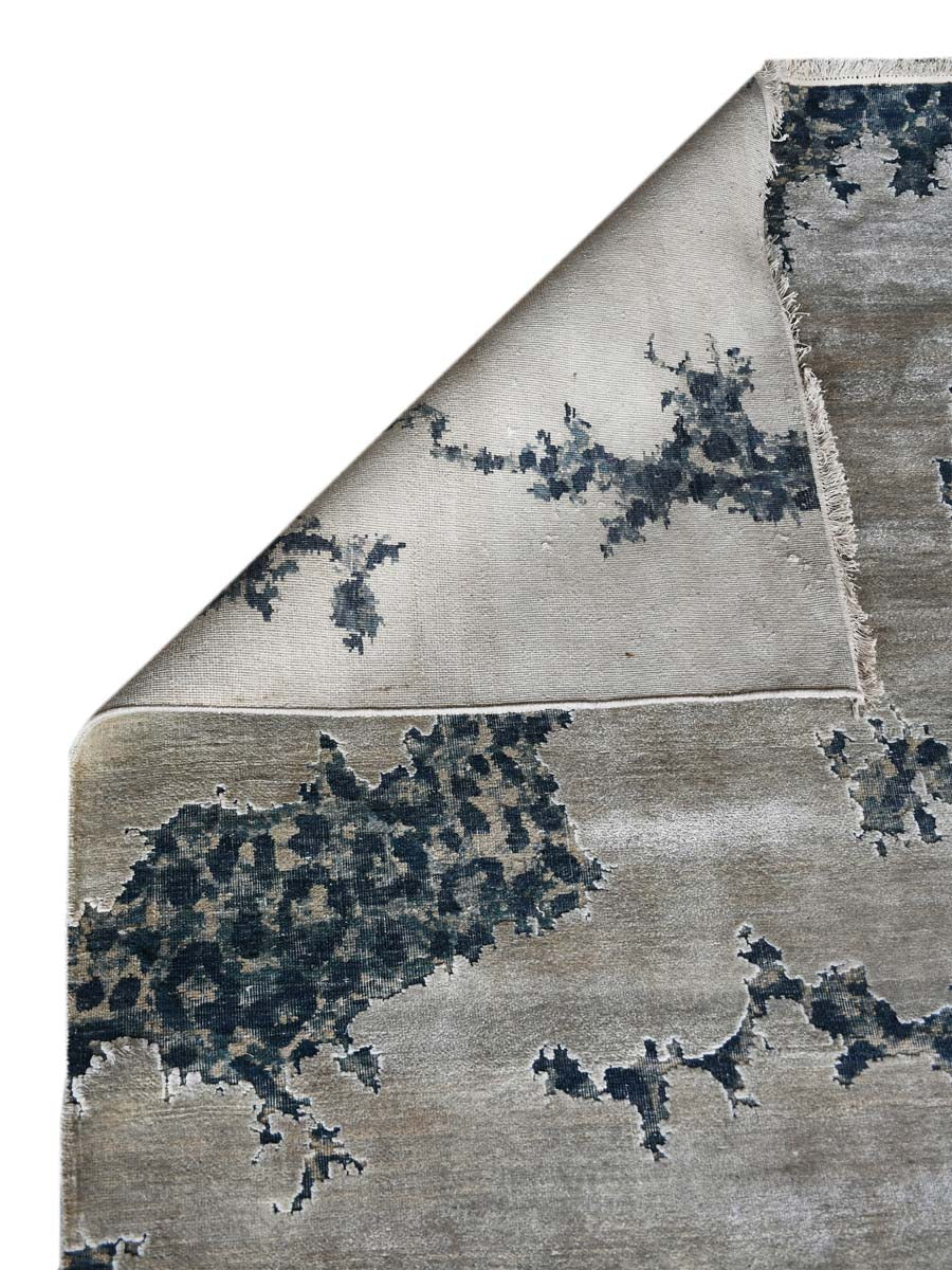 Modern Design Hand Knotted Wool Carpet, Blue&White