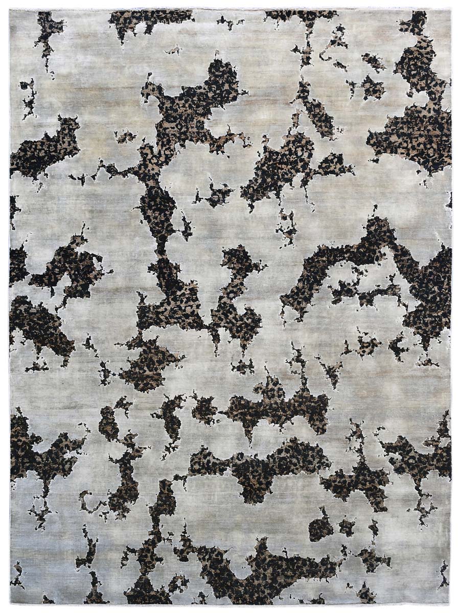 Handmade Modern Designer, Exclusive Knotted Modern Carpet, white & Black
