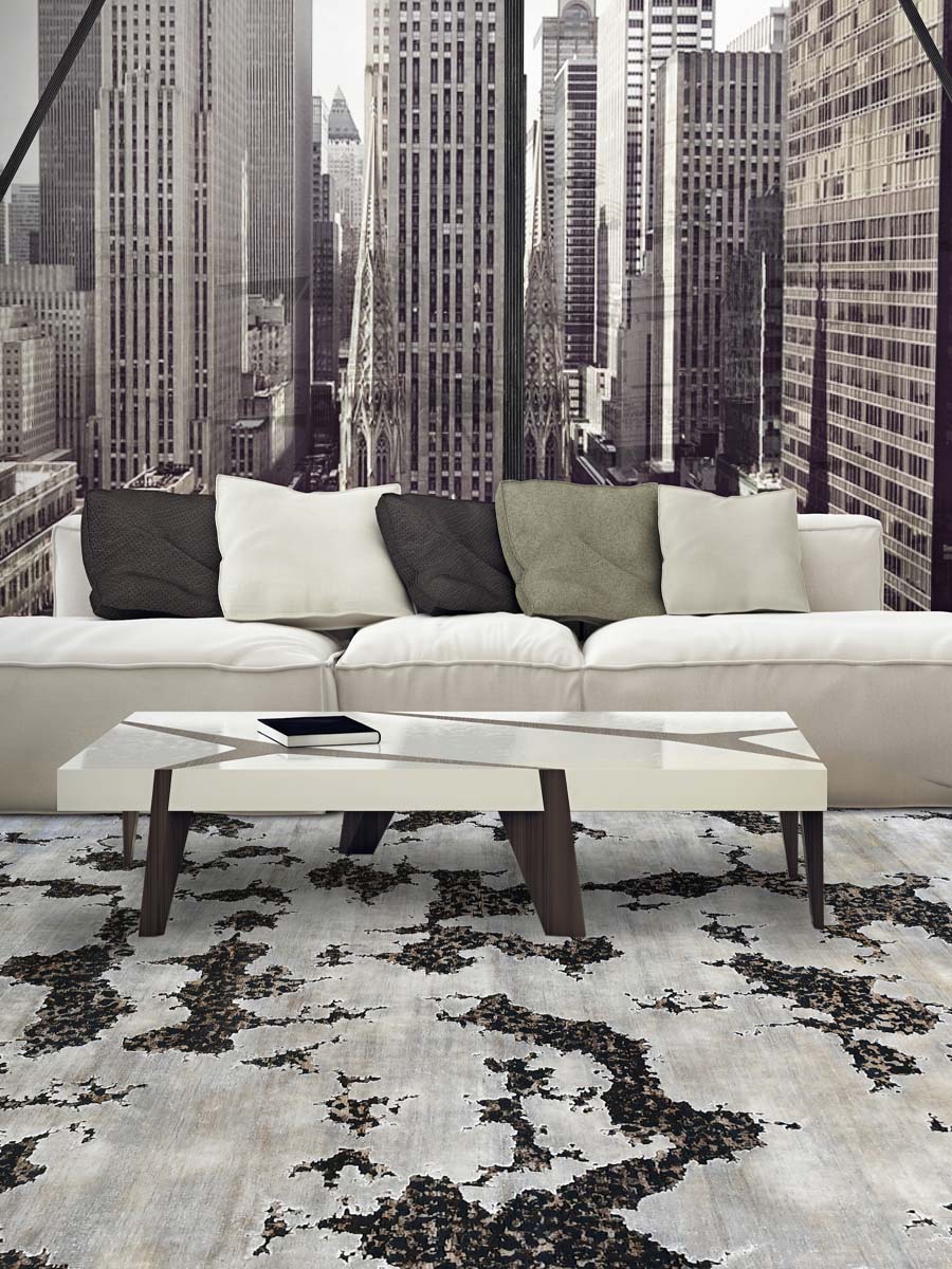 Handmade Modern Designer, Exclusive Knotted Modern Carpet, white & Black