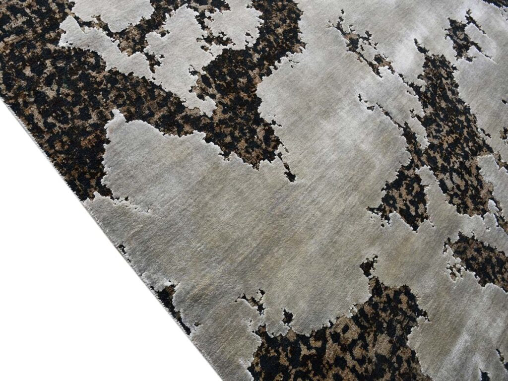 Handmade Modern Designer, Exclusive Knotted Modern Carpet, white & Black