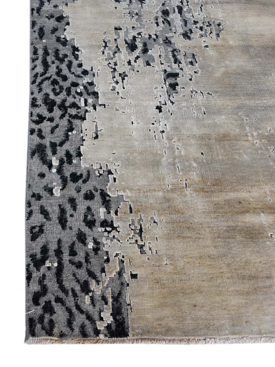 Handmade Modern Designer, Exclusive Knotted Modern Carpet, Grey & white