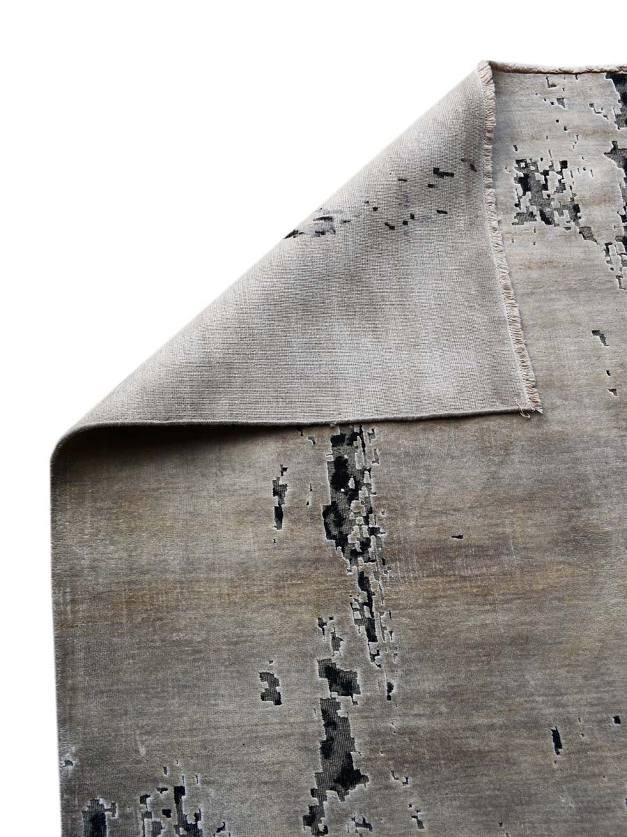 Handmade Modern Designer, Exclusive Knotted Modern Carpet, Grey & white