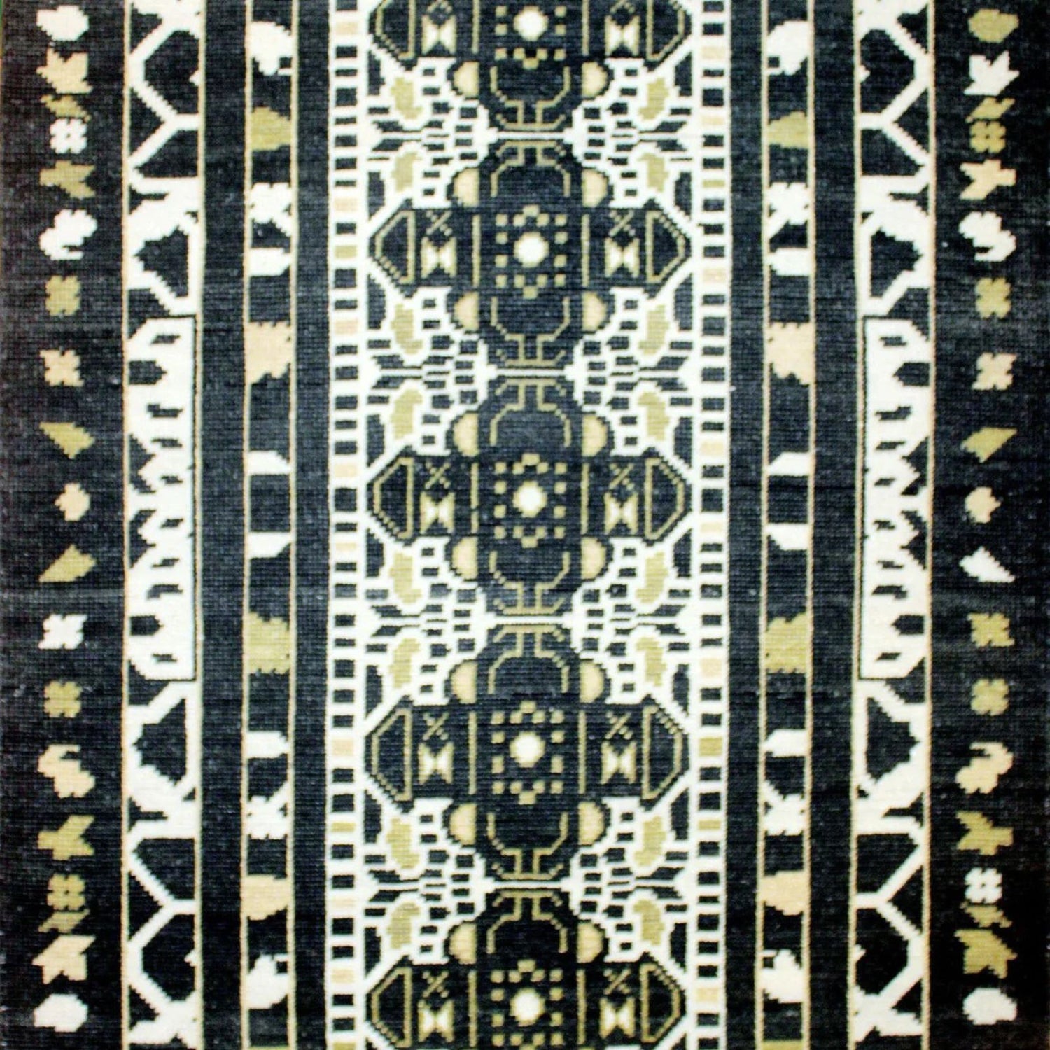 Geometric Oushak Wool Knotted Carpet, Modern Oushak Rugs