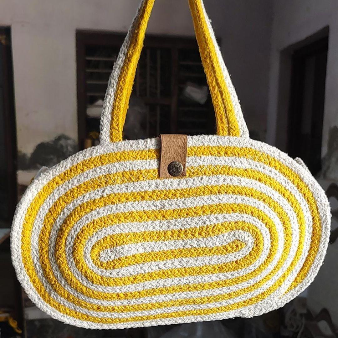 Yellow Jute Handbag, Jute Bags for Women