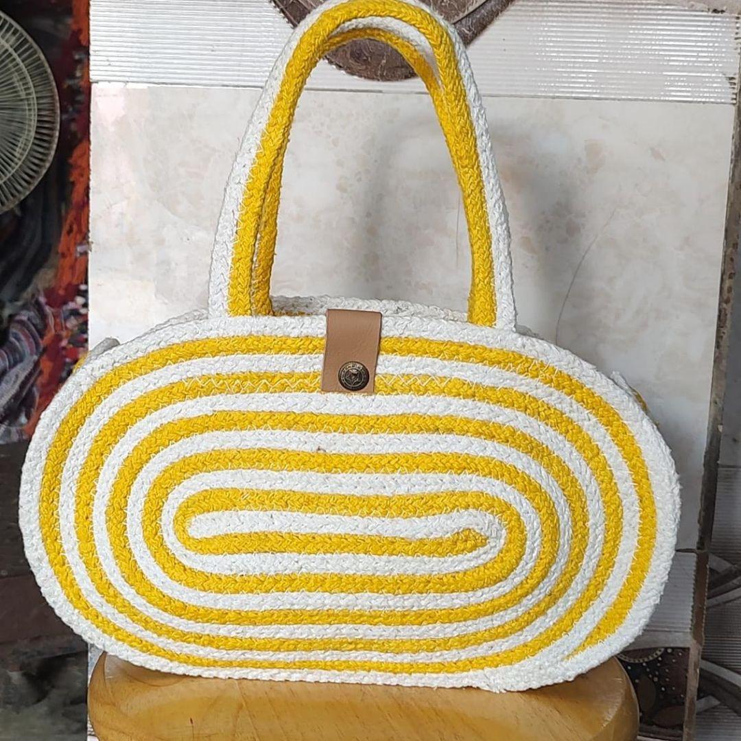 Yellow Jute Handbag, Jute Bags for Women