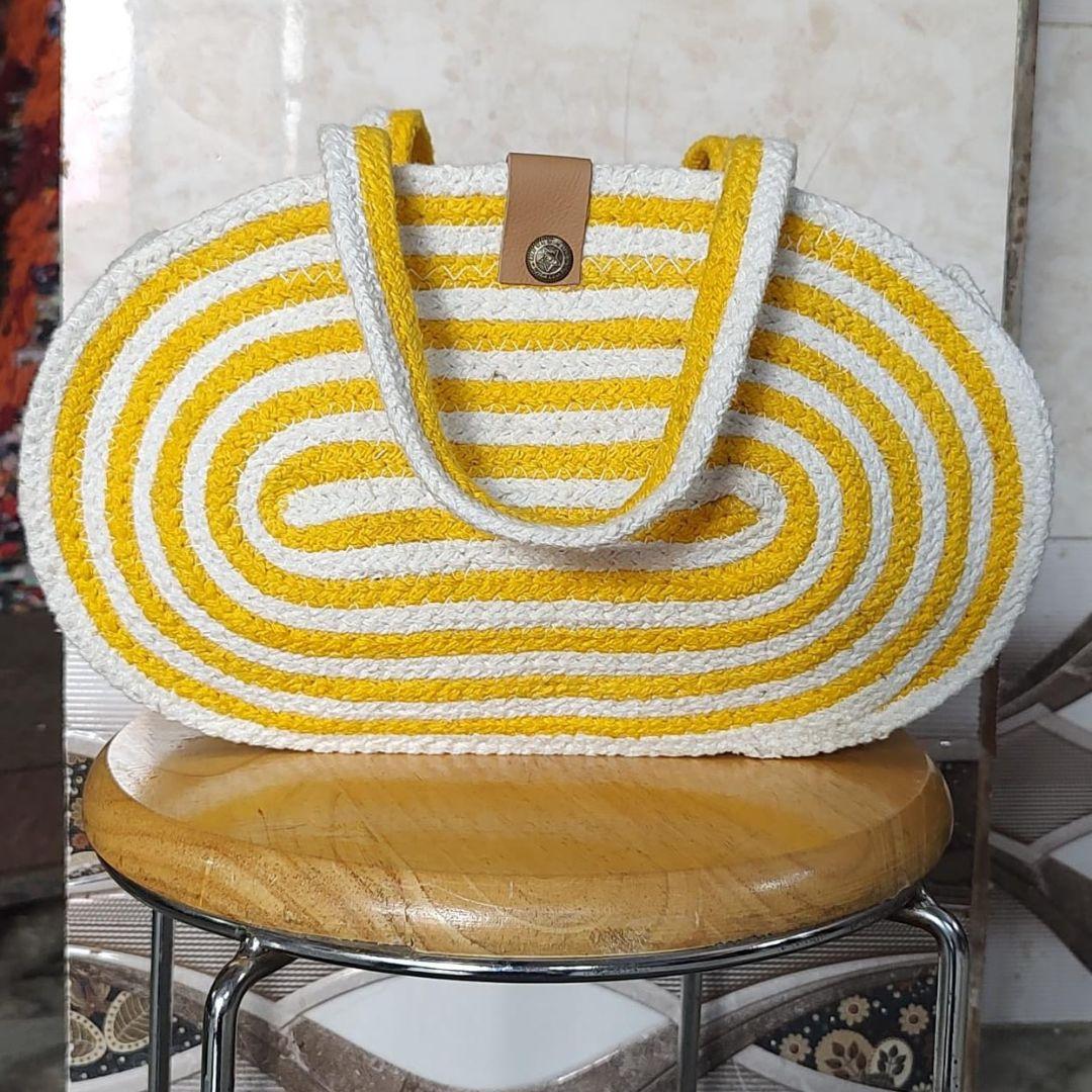 Yellow Jute Handbag, Jute Bags for Women