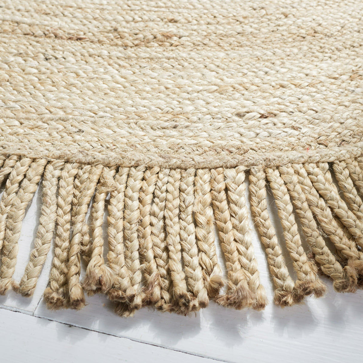 Braided Fringed Area Rug – Solid Color Handcrafted Floor Rug