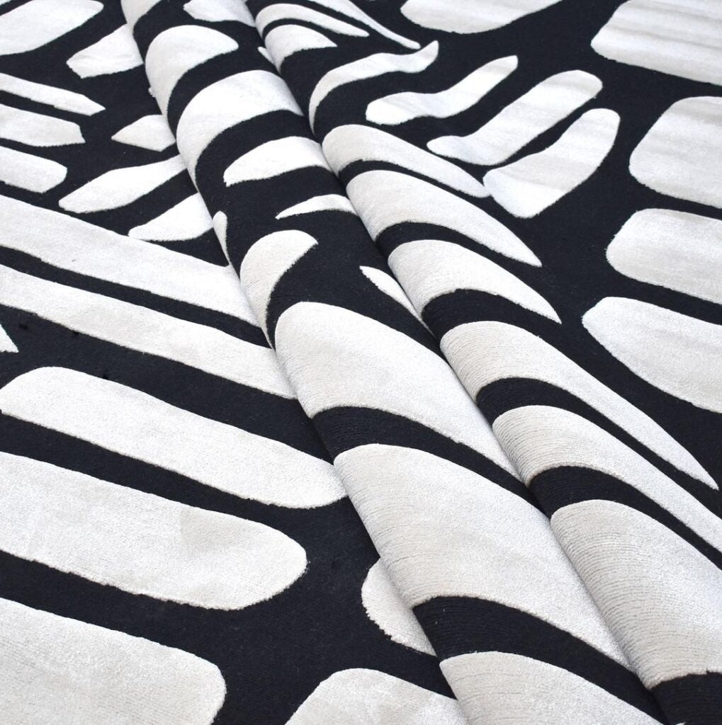 Tufted Area Rugs,Black And White Grid Hand Tufted Carpet