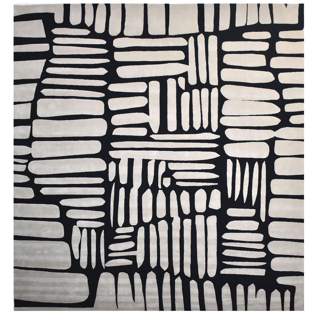 Tufted Area Rugs,Black And White Grid Hand Tufted Carpet