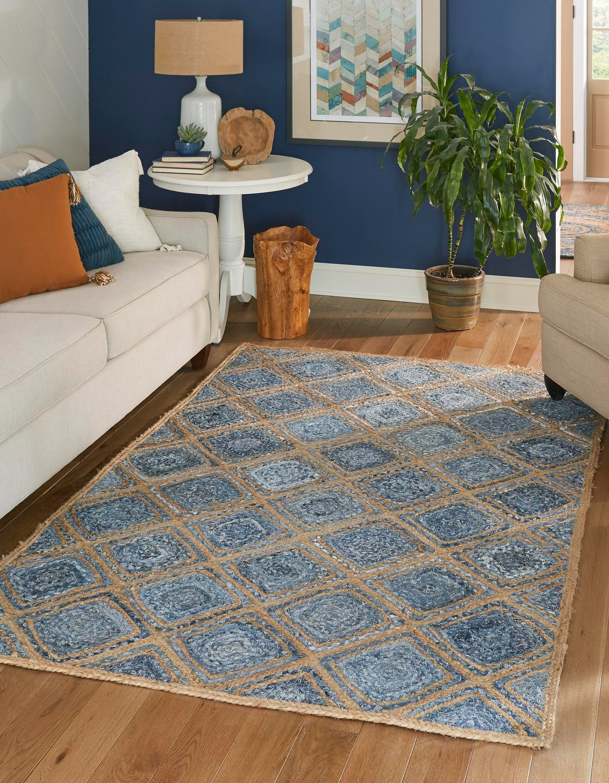 Hand Braided Jute Rug – Eco-Friendly Denim Braided Area Rug for Rustic Décor