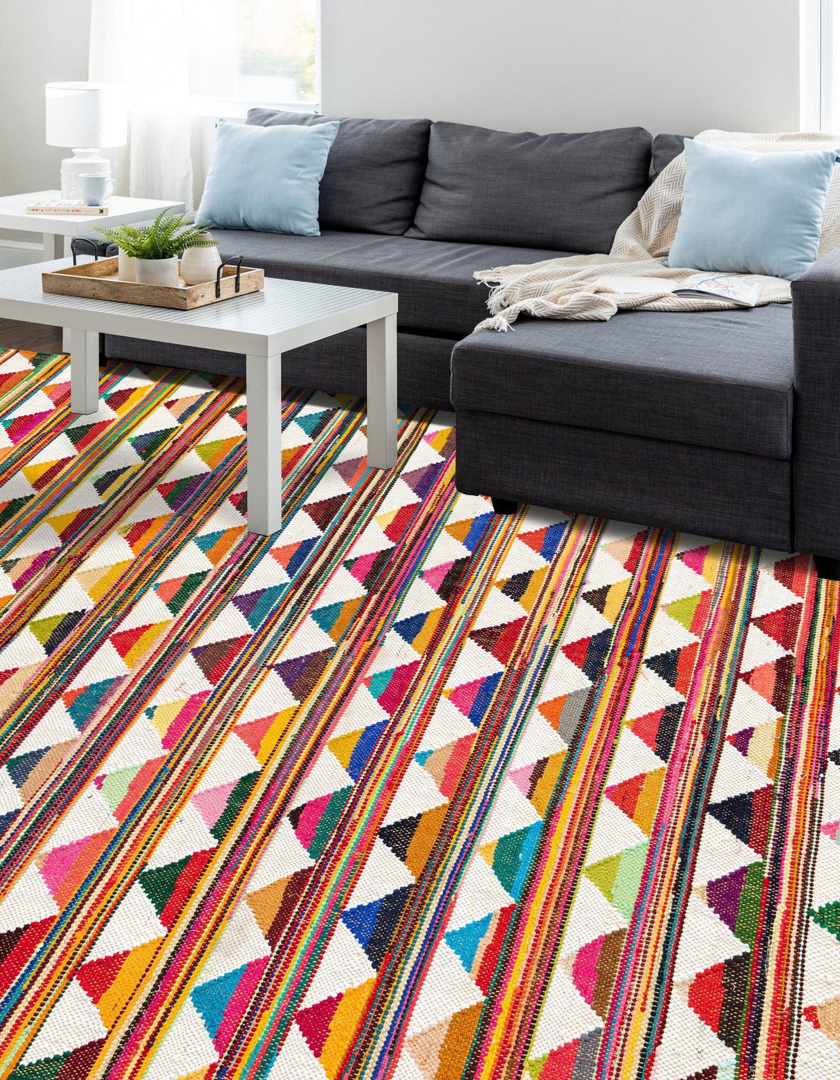 Hand Woven Chindi Trellis Rug