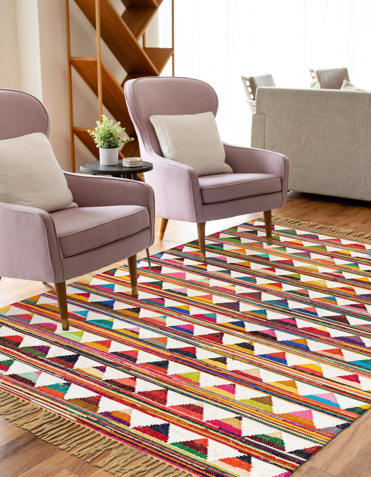 Hand Woven Chindi Trellis Rug