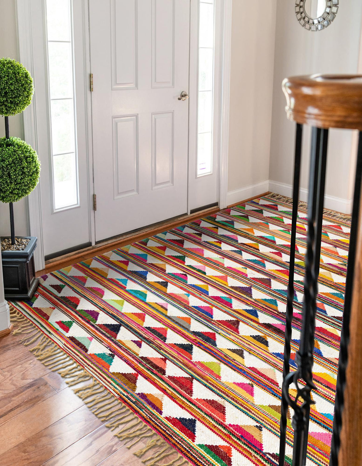 Hand Woven Chindi Trellis Rug