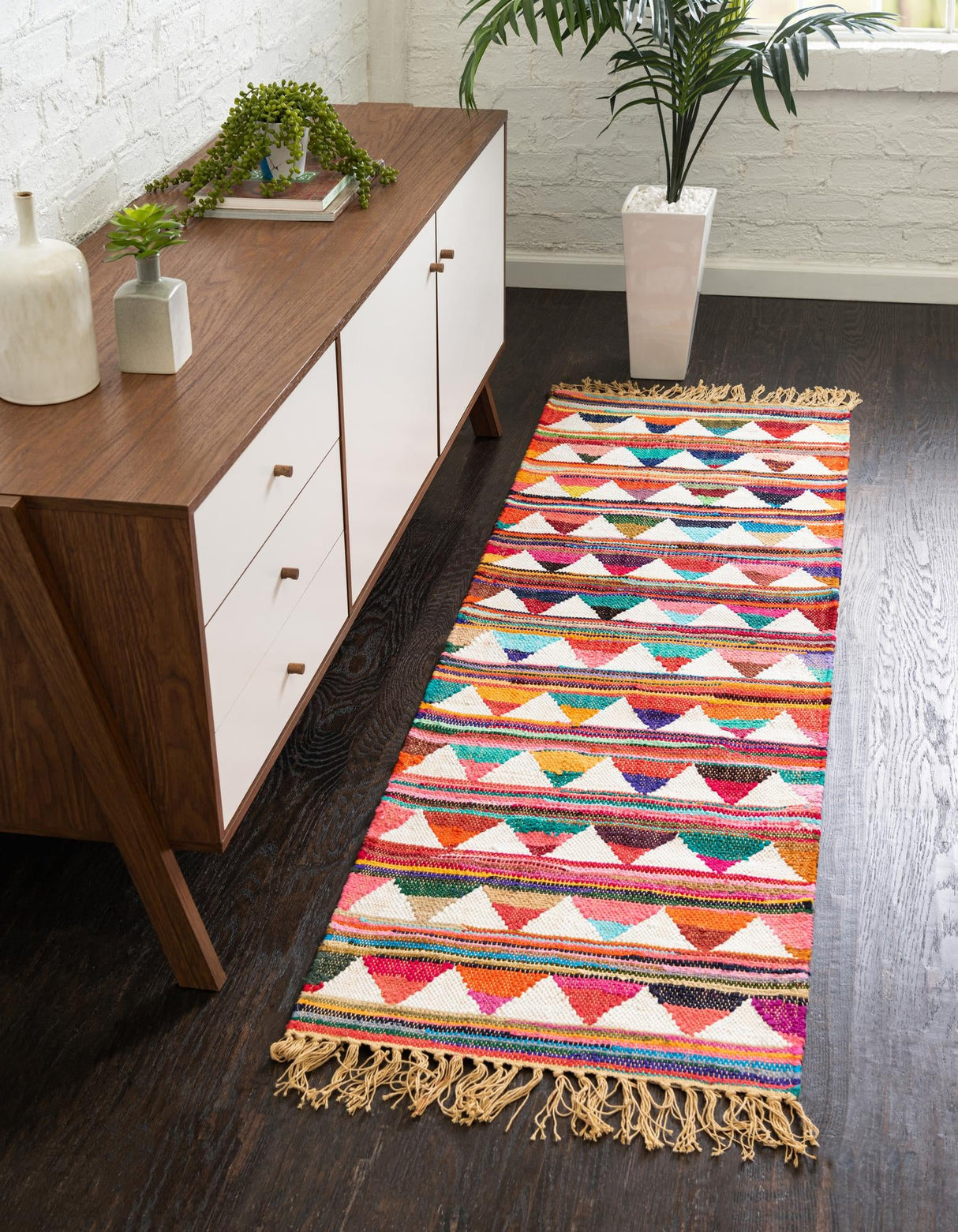 Hand Woven Chindi Trellis Rug