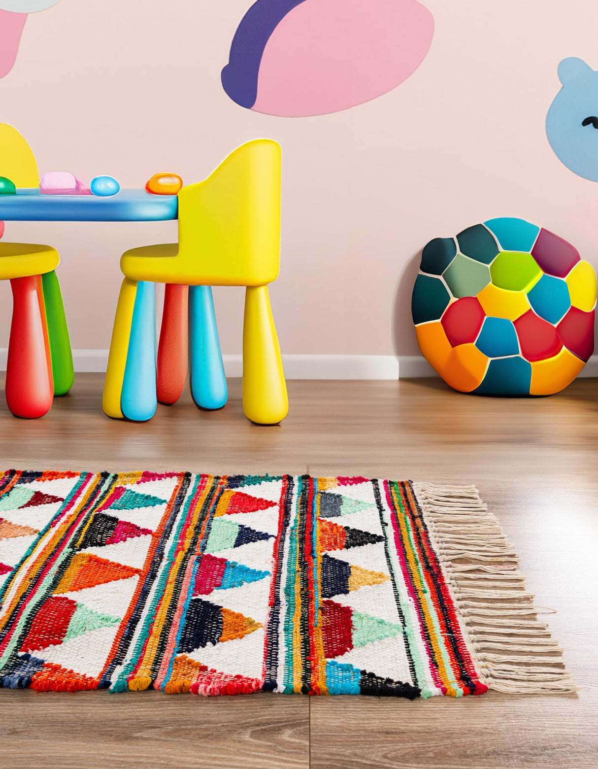 Hand Woven Chindi Trellis Rug