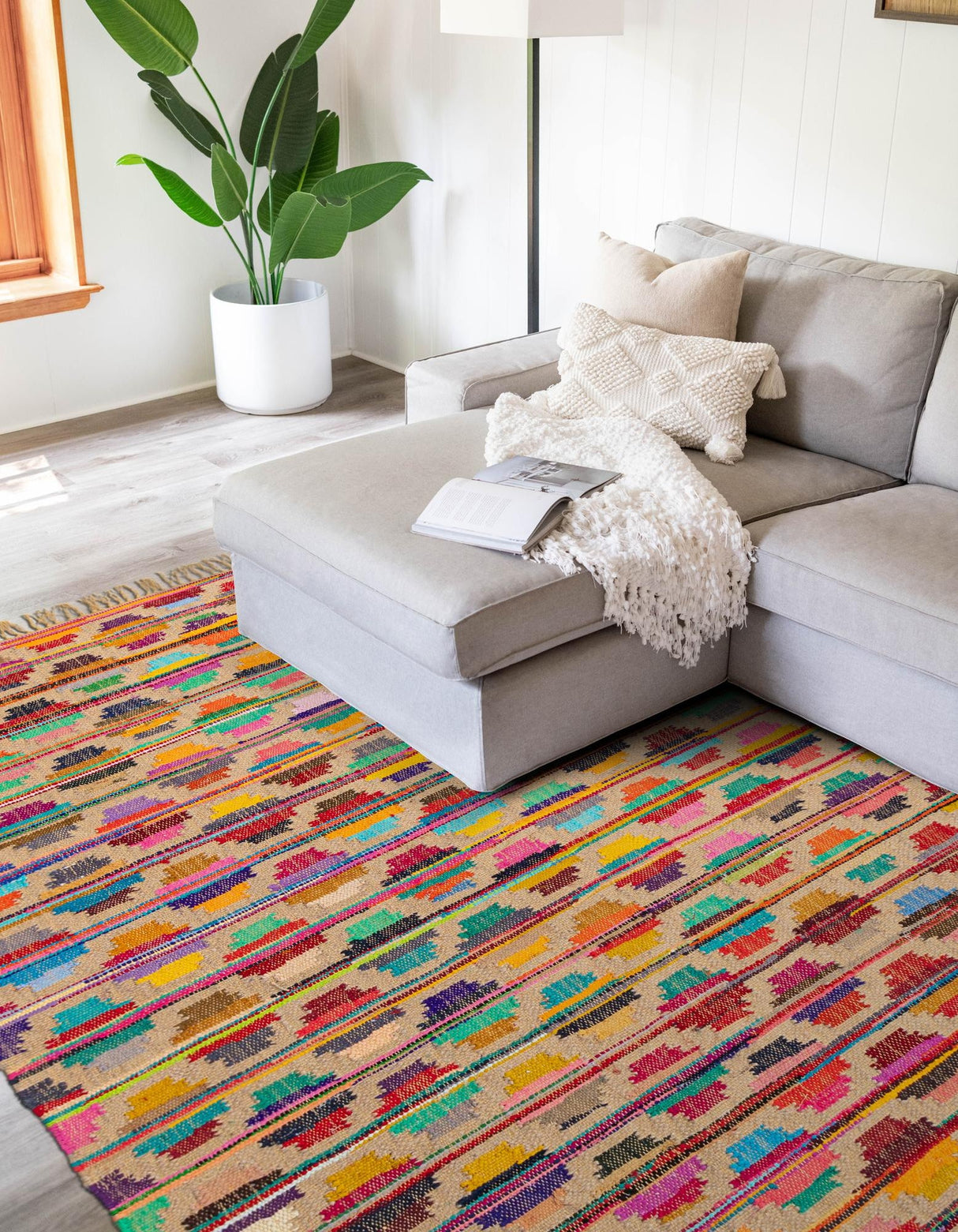 Hand Woven Chindi Trellis Rug
