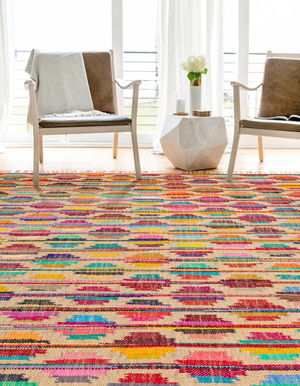 Hand Woven Chindi Trellis Rug