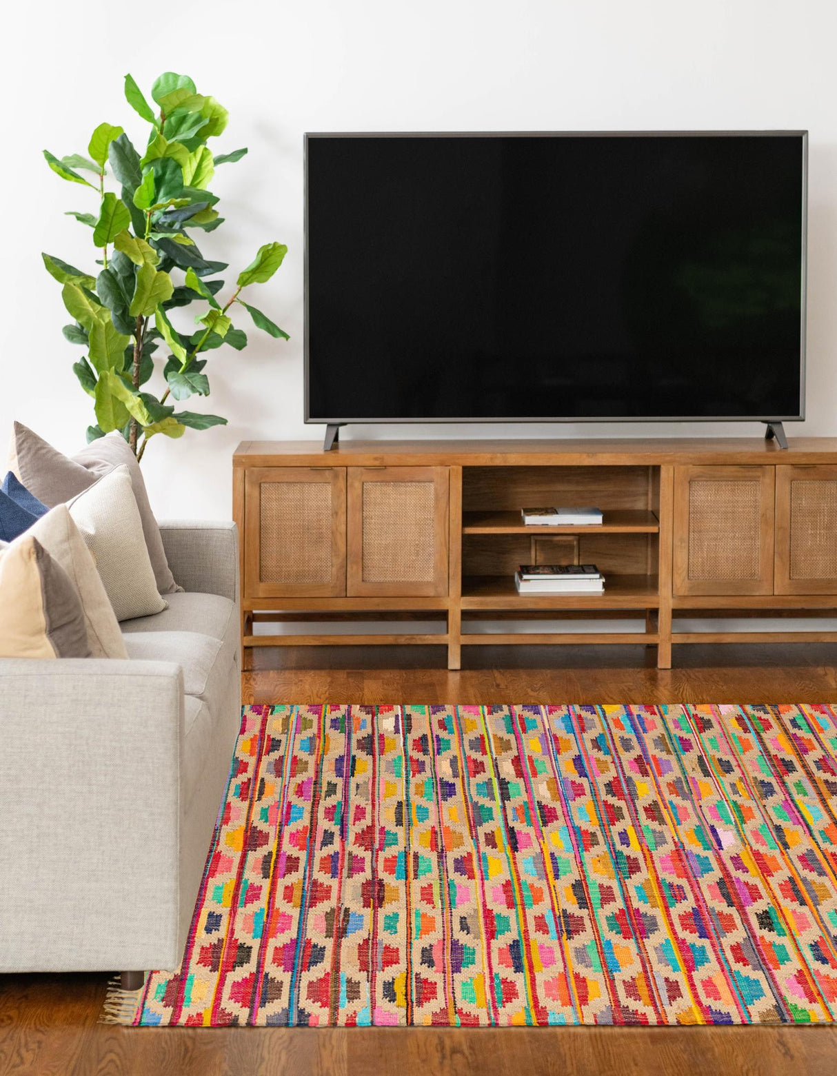 Hand Woven Chindi Trellis Rug