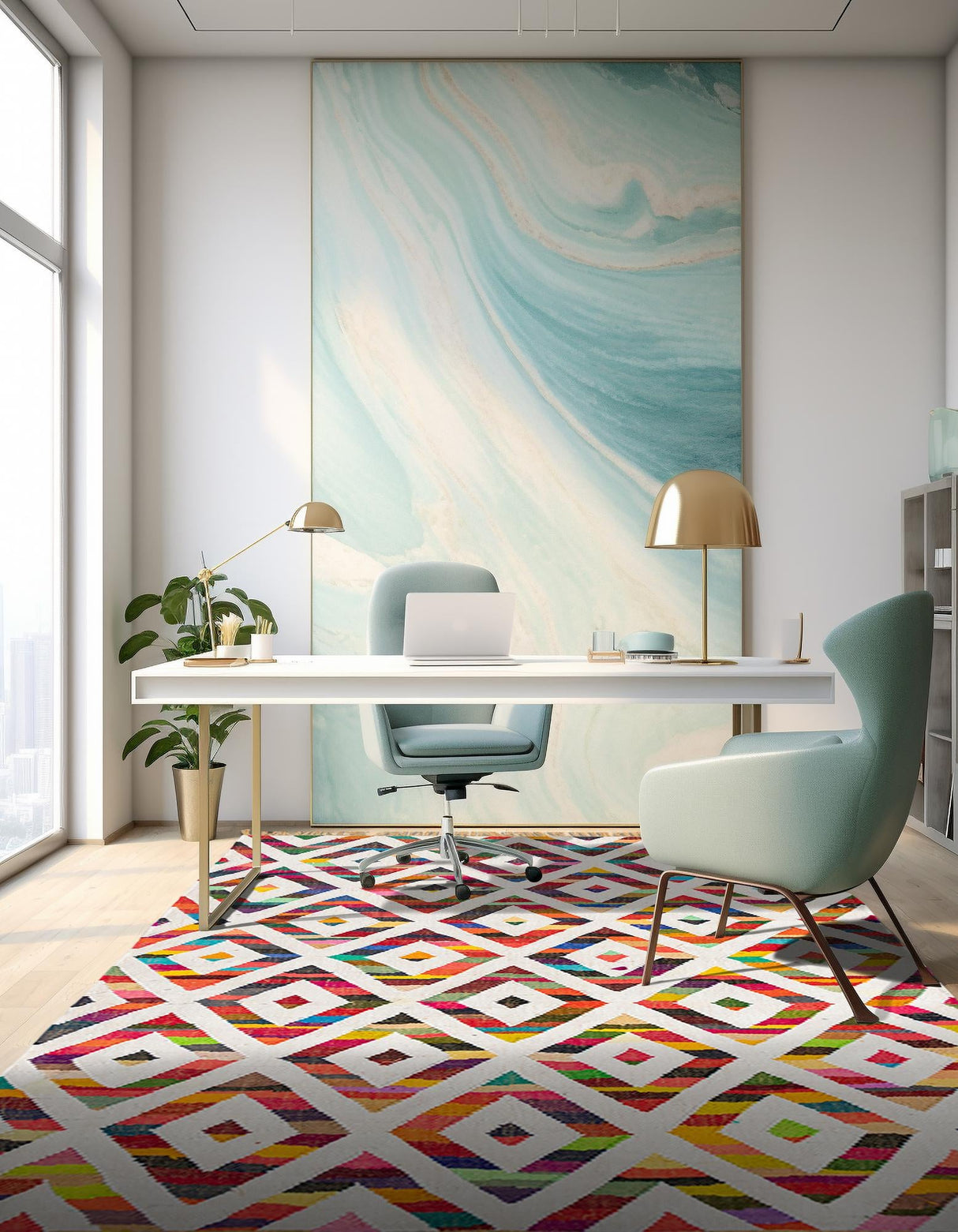 Hand Woven Chindi Trellis Rug