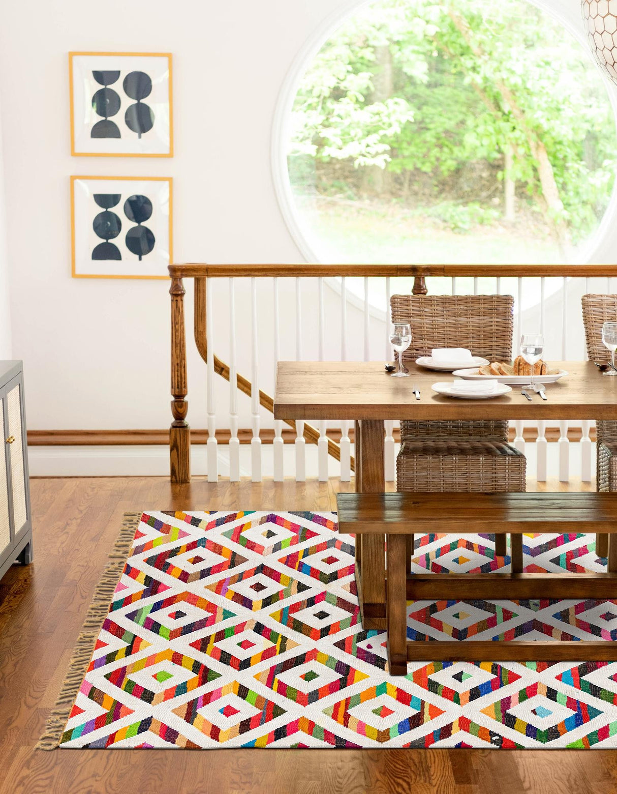 Hand Woven Chindi Trellis Rug