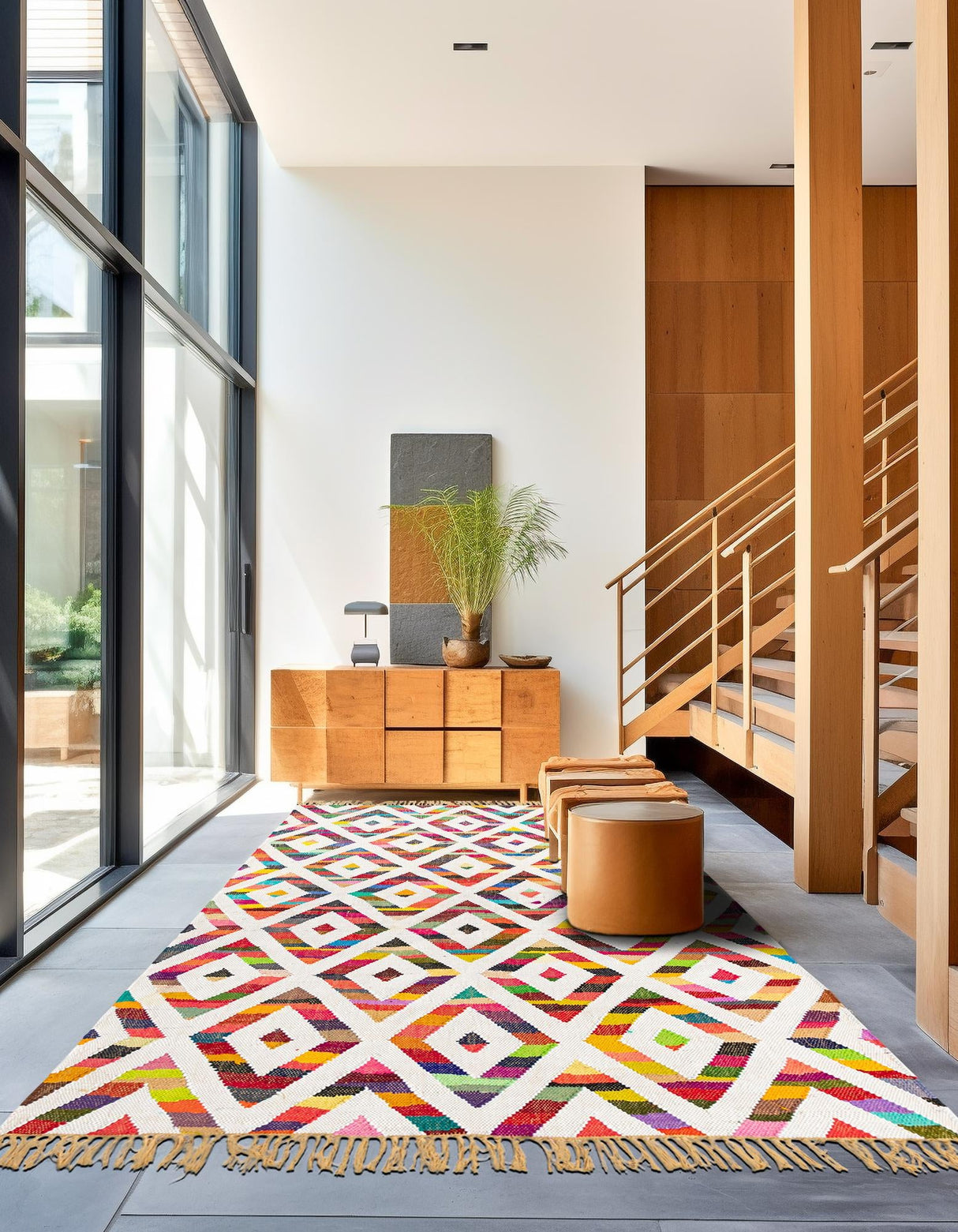 Hand Woven Chindi Trellis Rug