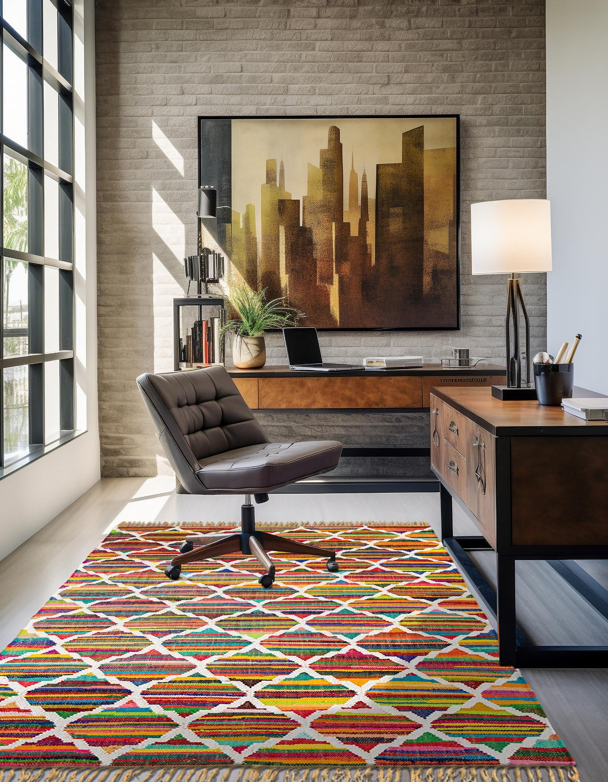 Hand Woven Chindi Trellis Rug