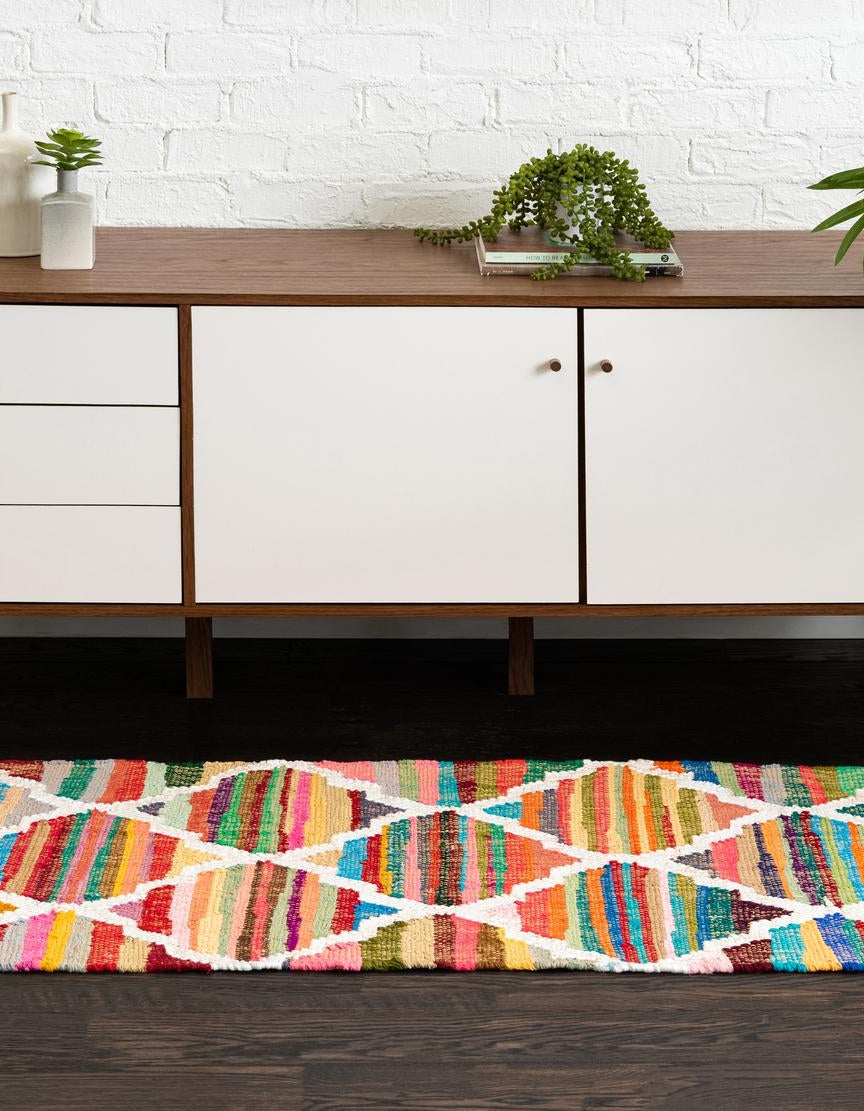 Hand Woven Chindi Trellis Rug