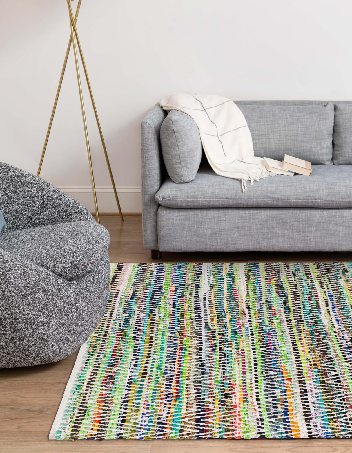 Indian Hand Braided Colorful Cotton Jute Rug