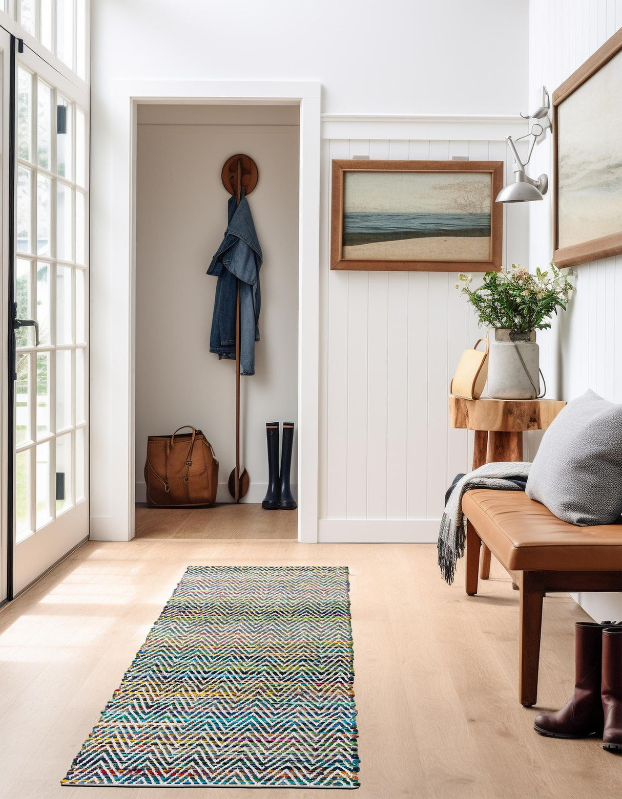 Indian Hand Braided Colorful Cotton Jute Rug