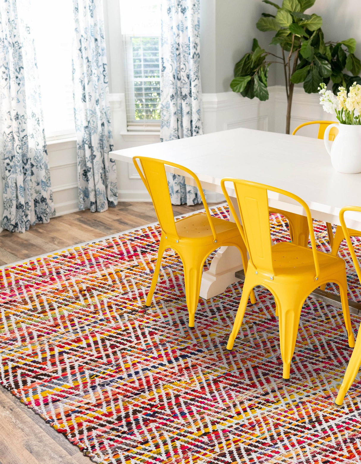 Indian Hand Braided Colorful Cotton Jute Rug