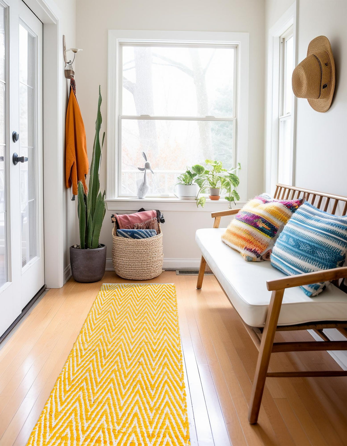 Indian Hand Braided Colorful Cotton Jute Rug