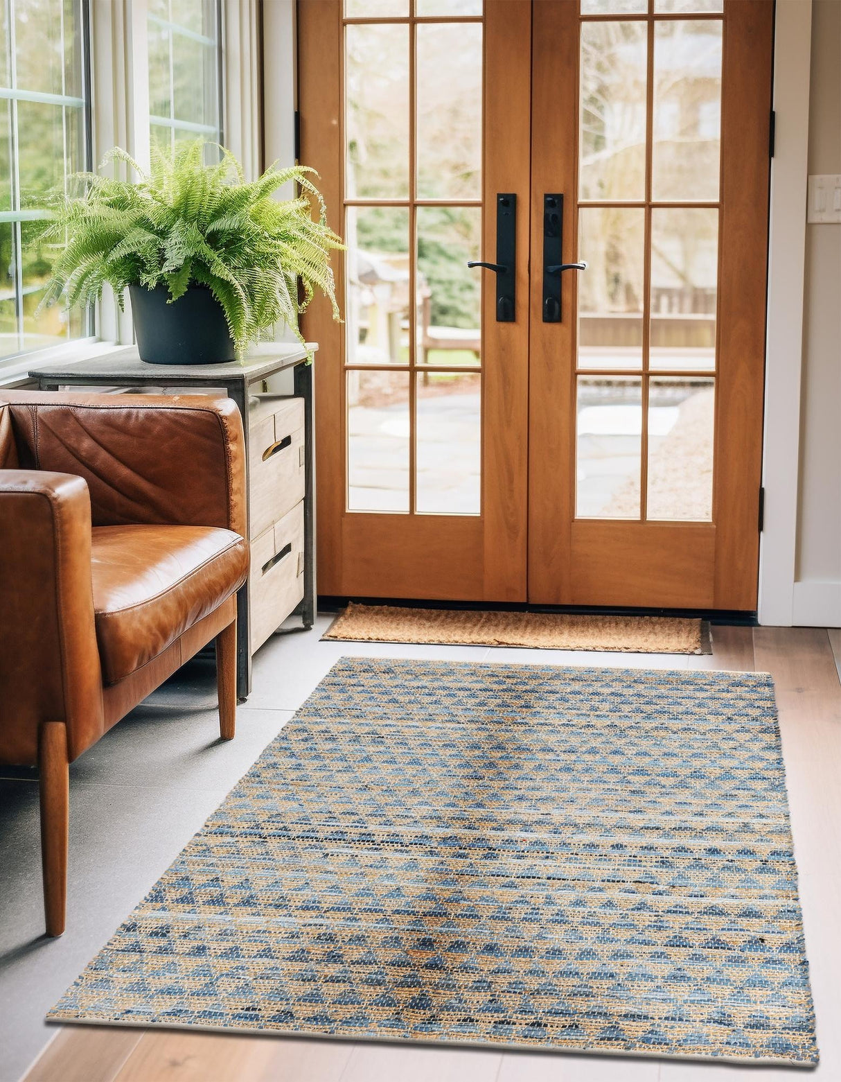 Hand Woven Cotton-Jute Rug, Sustainable Home Décor Rug