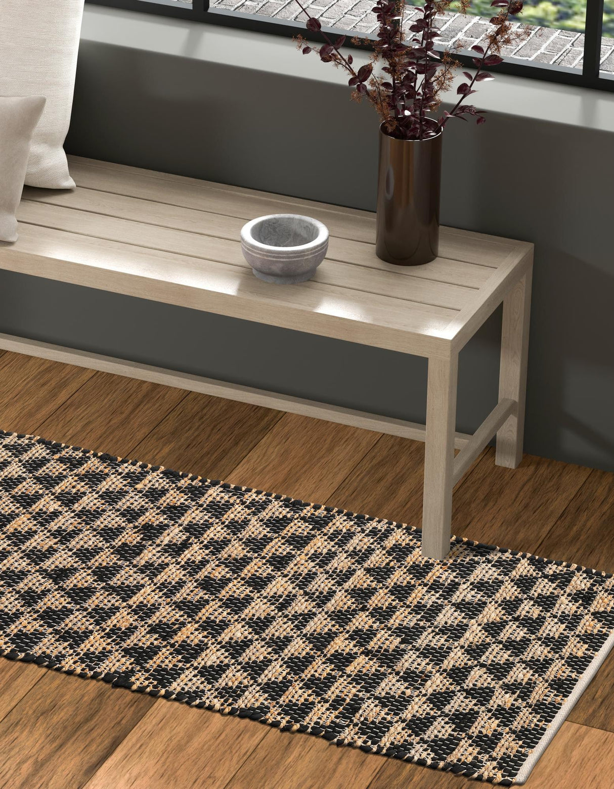 Hand Woven Cotton-Jute Rug, Sustainable Home Décor Rug