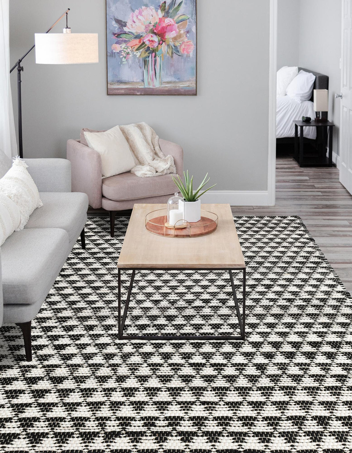 Hand Woven Cotton-Jute Rug, Sustainable Home Décor Rug