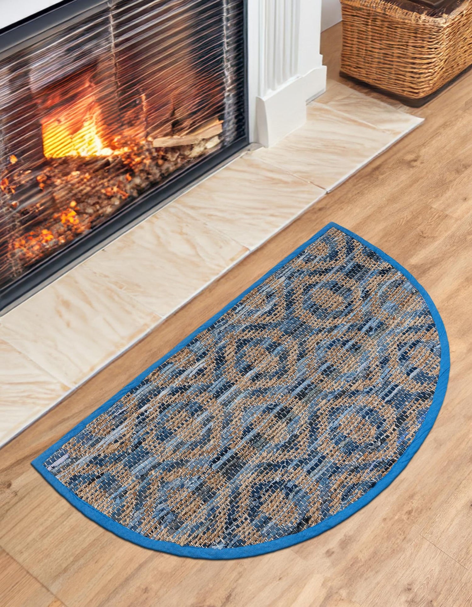 Hand Woven Chindi Jute Hearth Rug for Living Room