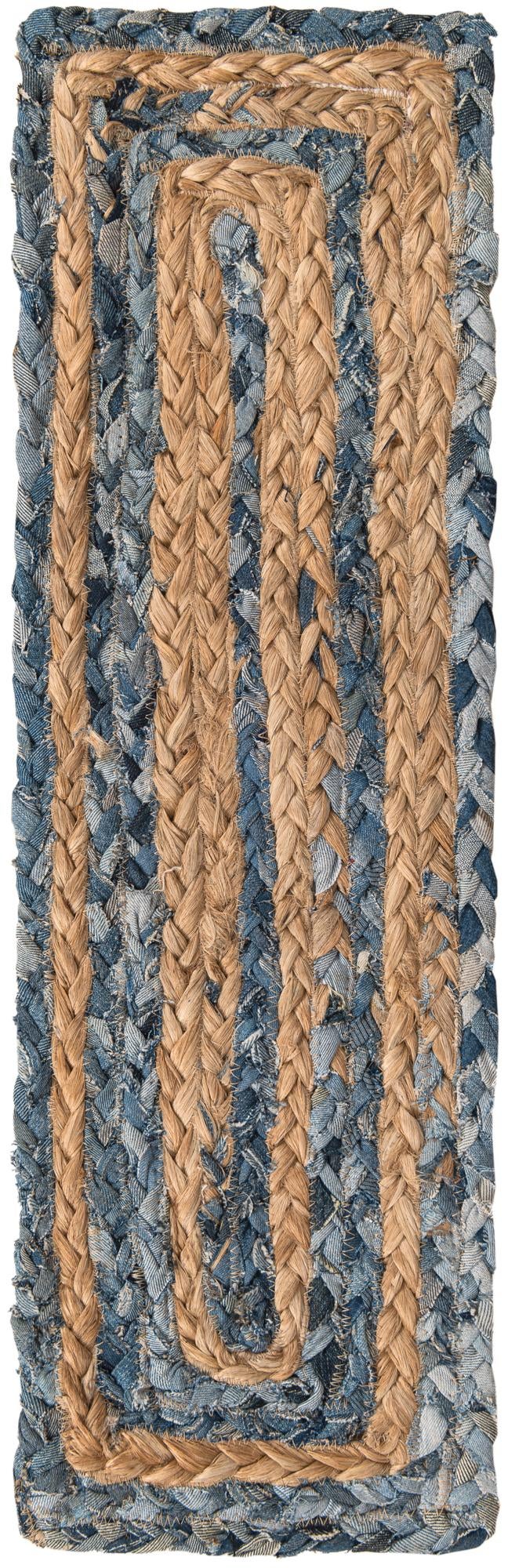 0' 9 x 2' 6 Hand Braided Chindi Stair Rug