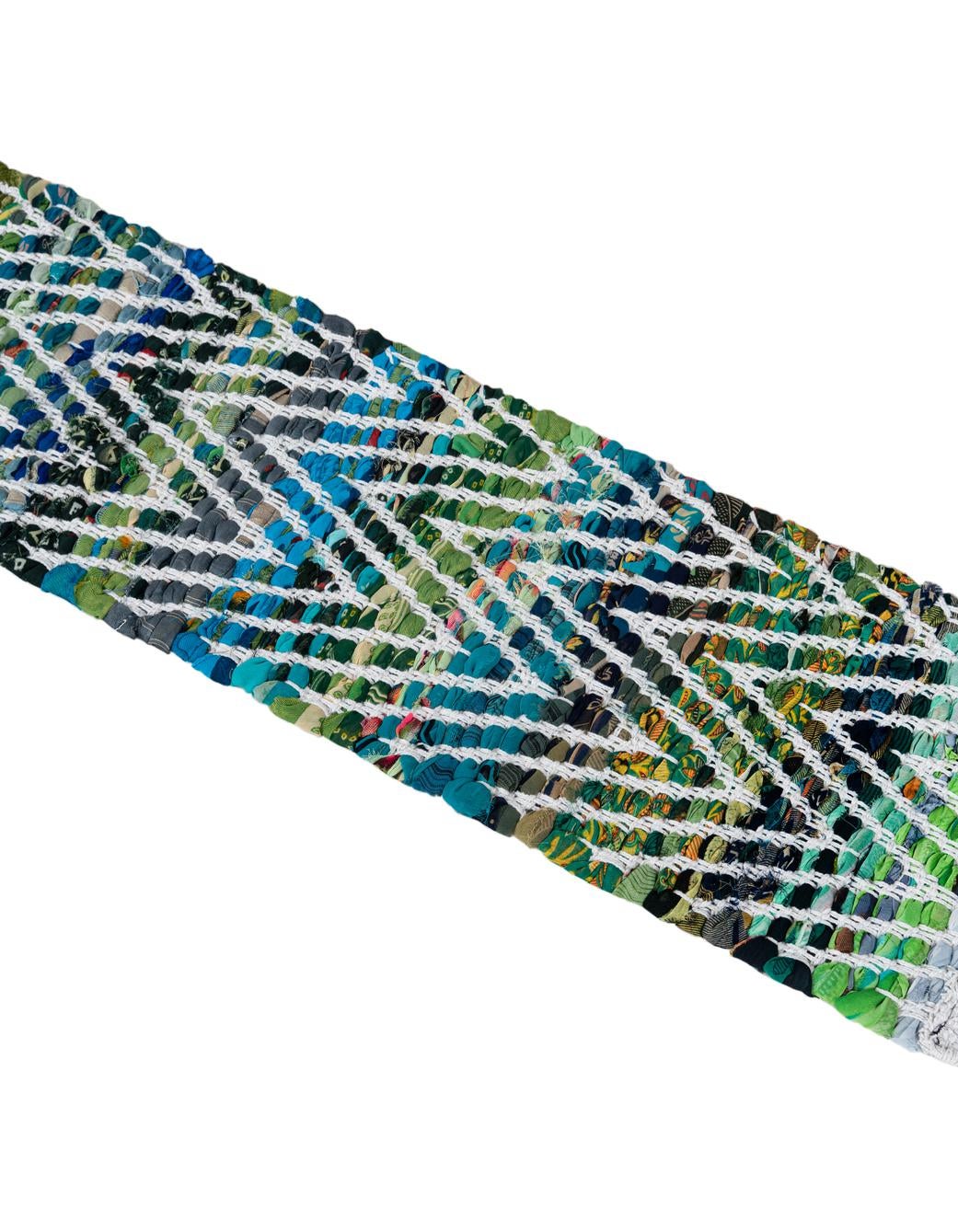 0' 9 x 2' 6 Hand Woven Chindi Chevron Stair Tread Rug