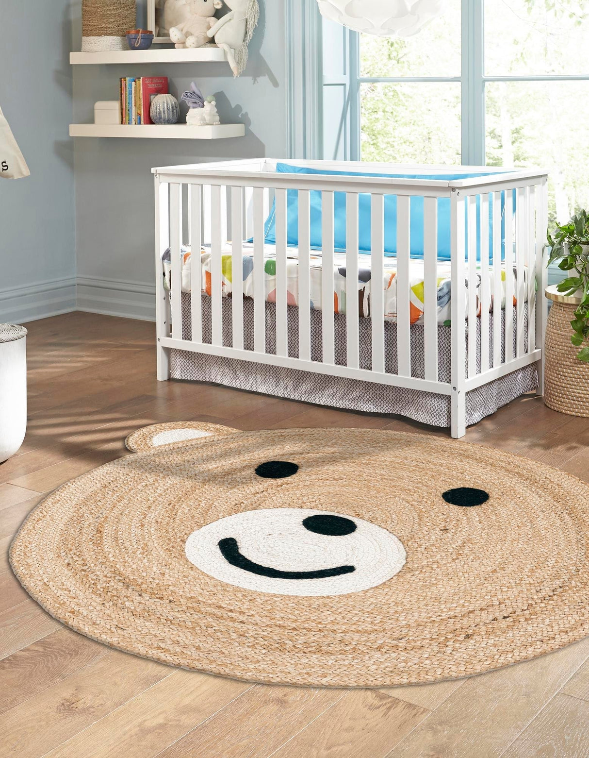 Round Jute Rug for Kids – Hand Braided Natural Rug for Nursery or Bedroom