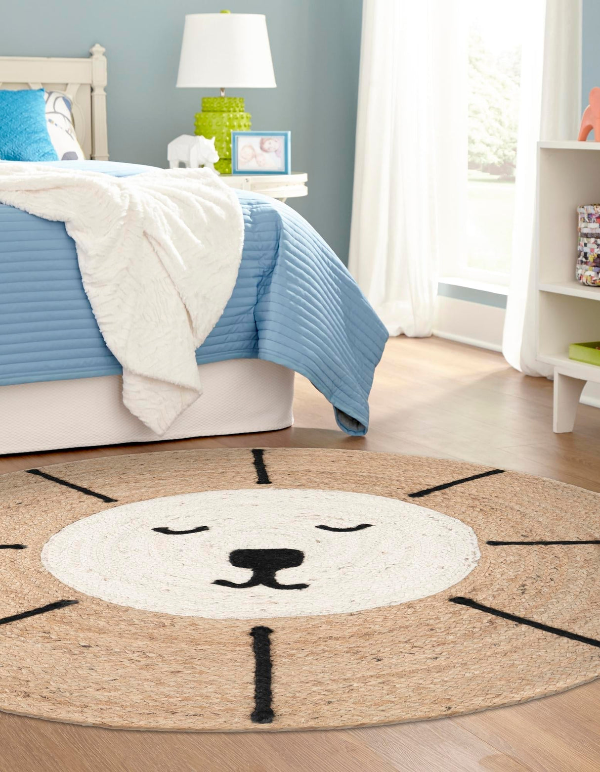 Round Jute Rug for Kids – Hand Braided Natural Rug for Nursery or Bedroom