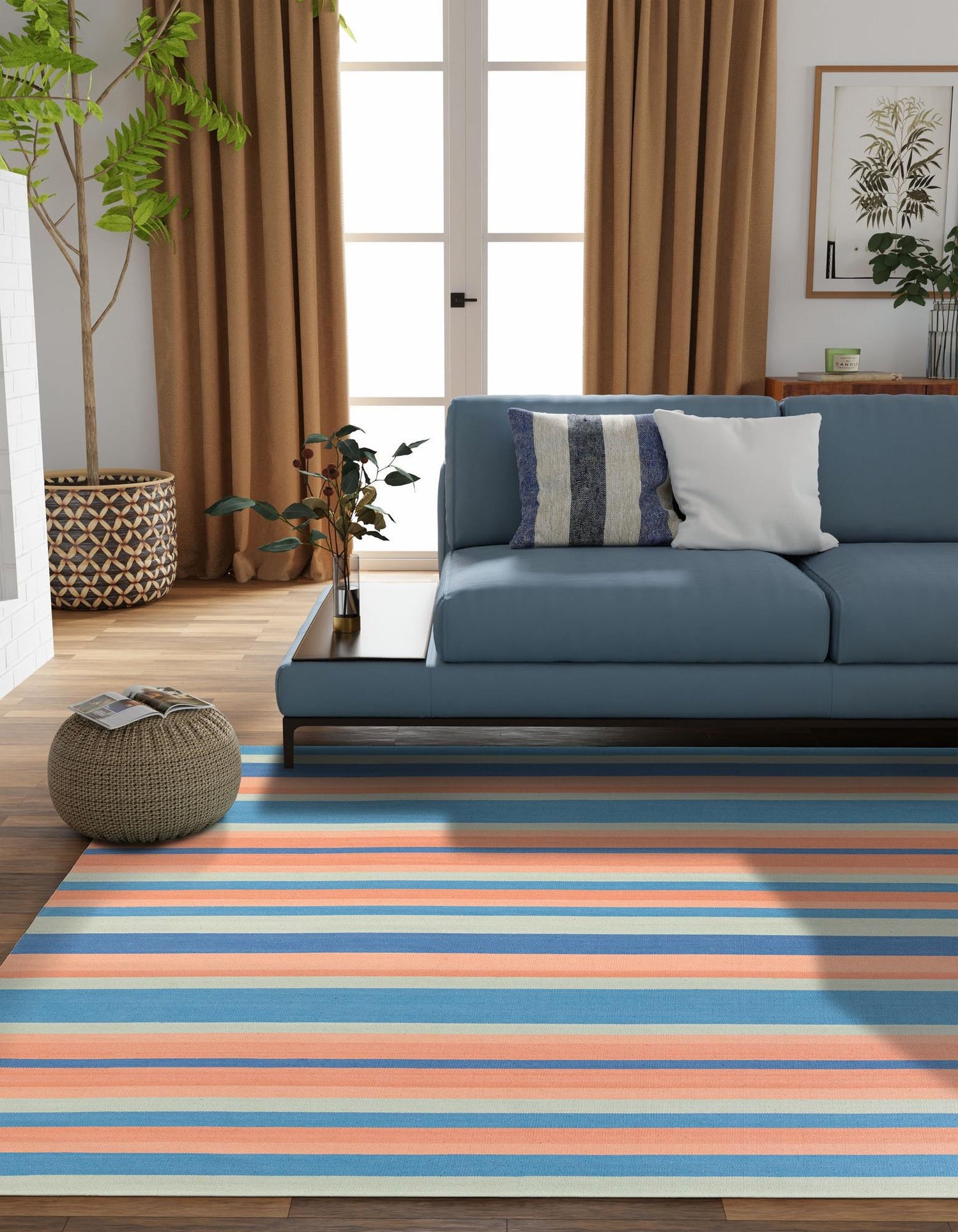 Hand Woven Flatweave Cotton Dhurrie Rug