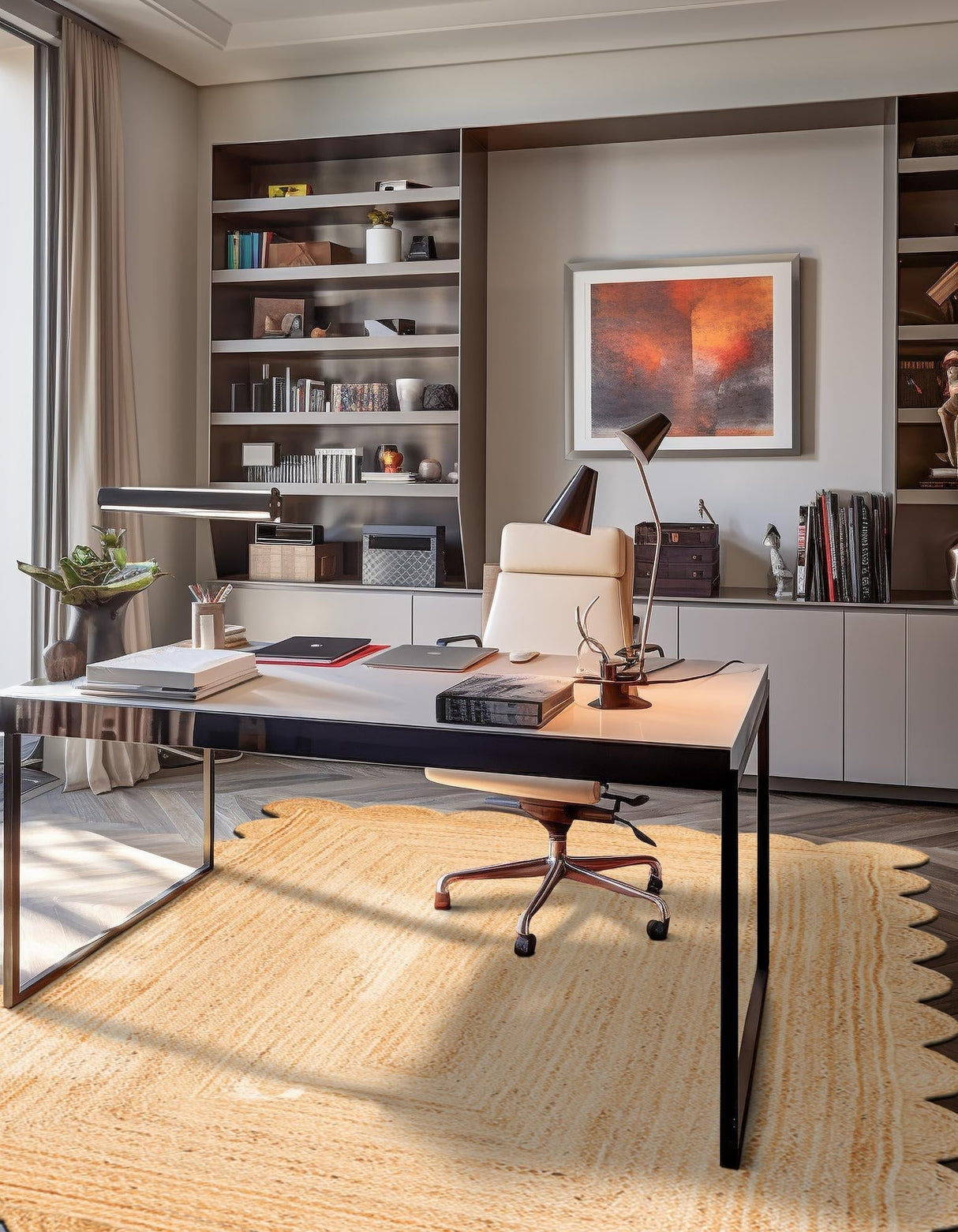 Hand Scallop Braided Jute Rug – Natural Fiber Rug with Decorative Edge