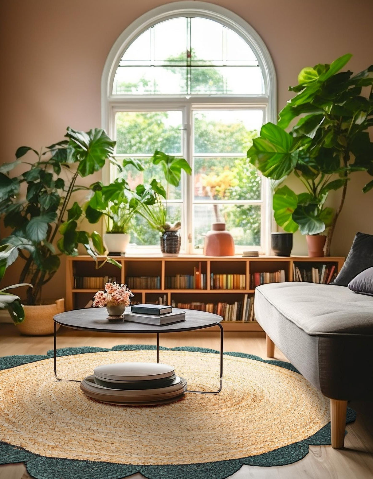 Hand Scallop Braided Jute Rug – Natural Fiber Rug with Decorative Edge