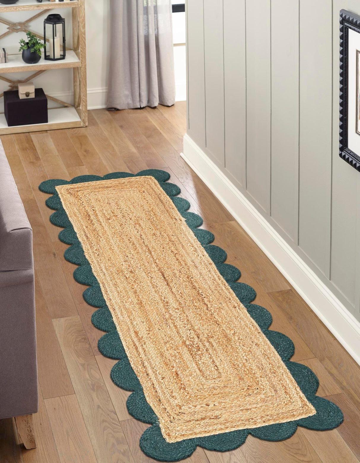 Hand Scallop Braided Jute Rug – Natural Fiber Rug with Decorative Edge