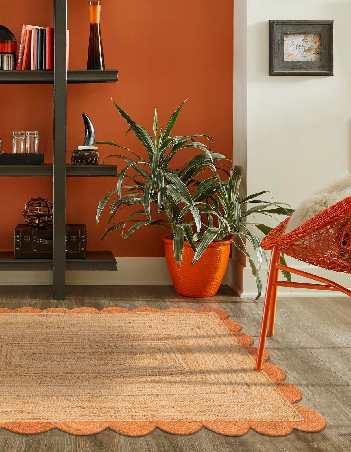 Hand Scallop Braided Jute Rug – Natural Fiber Rug with Decorative Edge