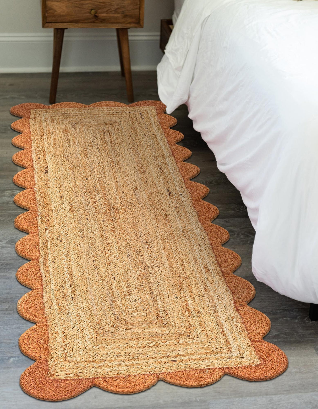 Hand Scallop Braided Jute Rug – Natural Fiber Rug with Decorative Edge