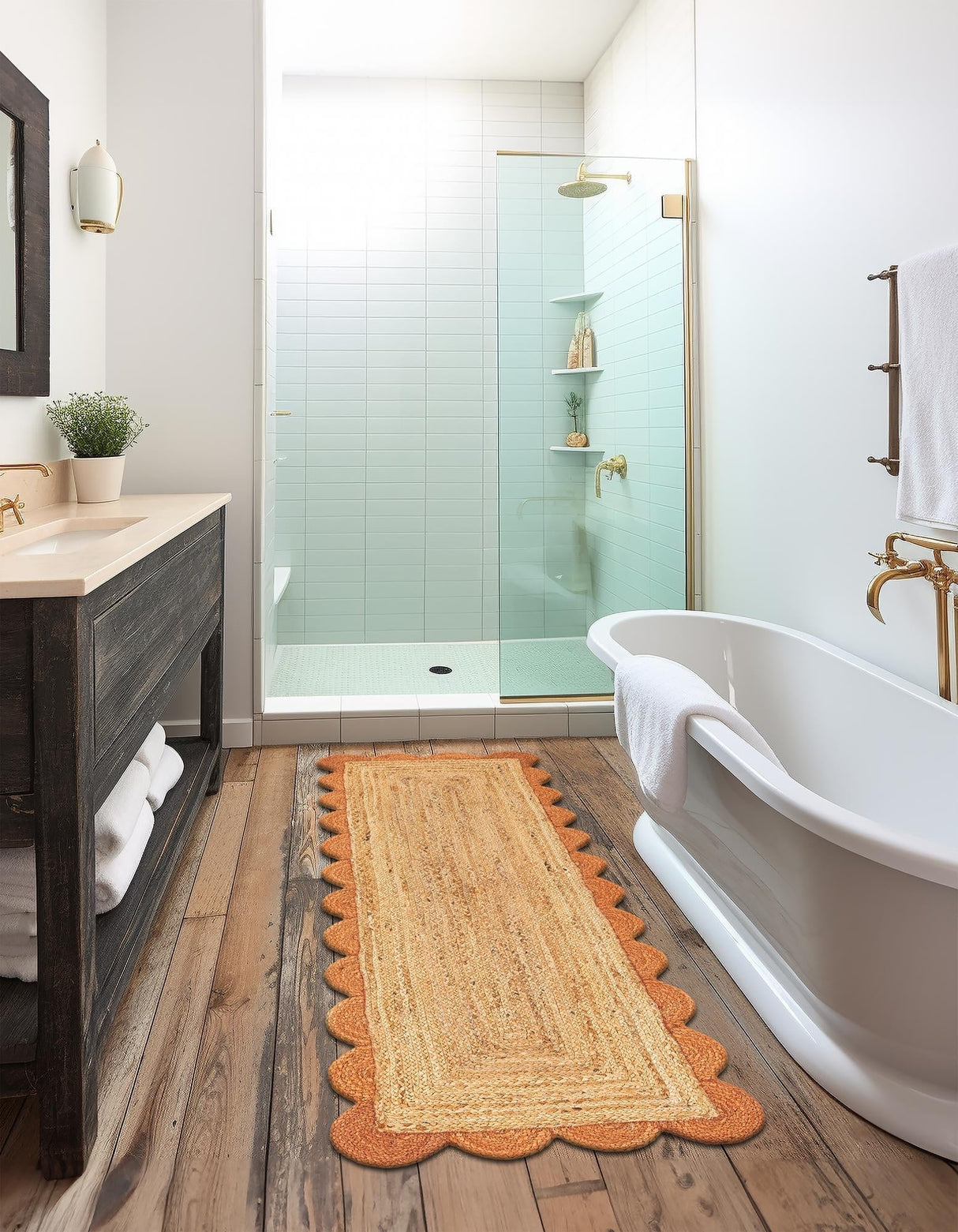 Hand Scallop Braided Jute Rug – Natural Fiber Rug with Decorative Edge