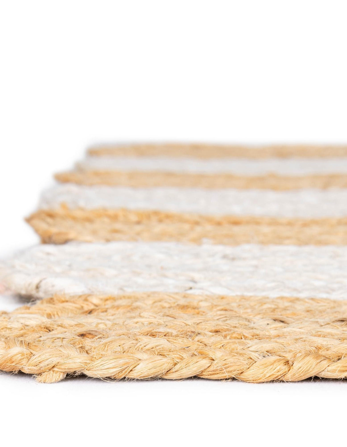 Eco-Friendly Hand Scallop Braided Jute Rug in Natural & Ivory Tones