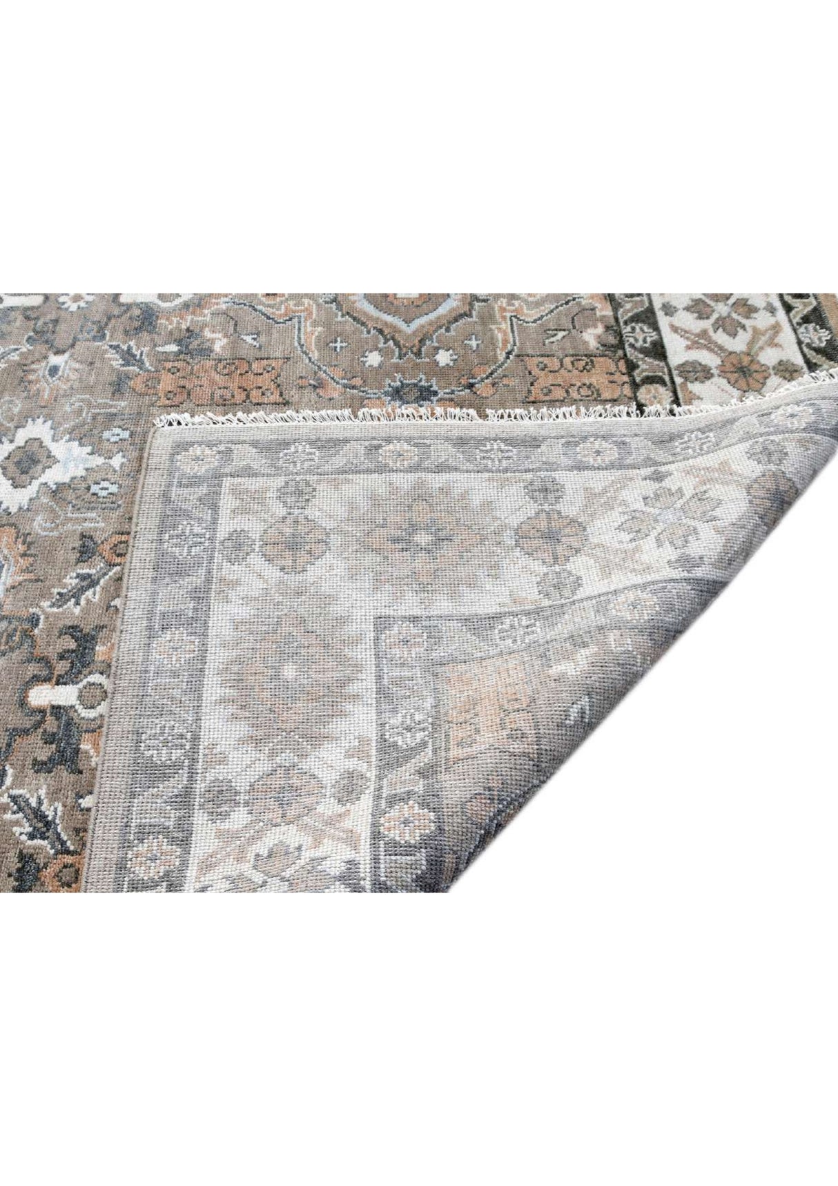 Living Room Luxury Floral Rug Hand Knotted Oushak Area Rug, Luxury Oushak Carpets