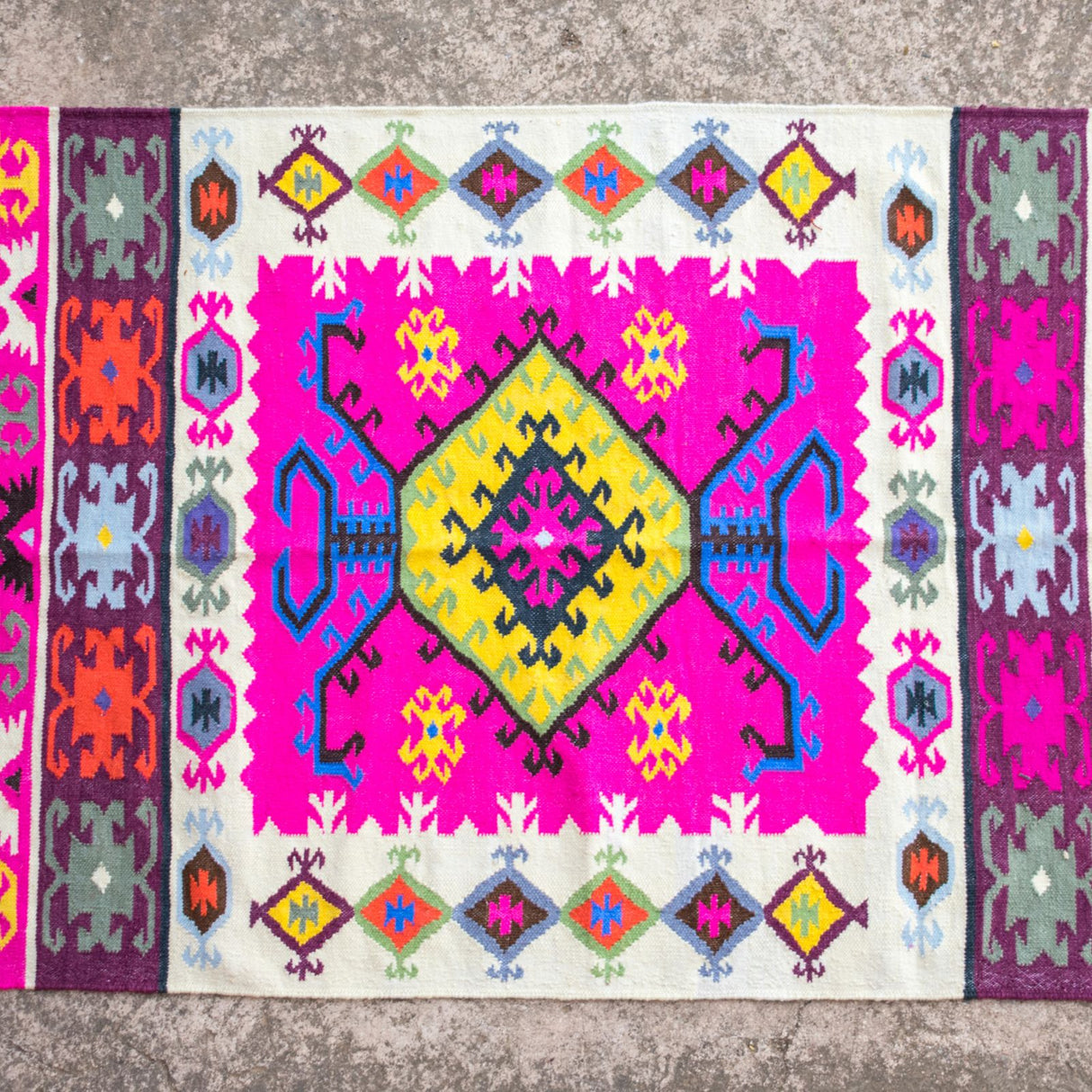 Colorful Wool Kilim Rug Handwoven Modern Rug